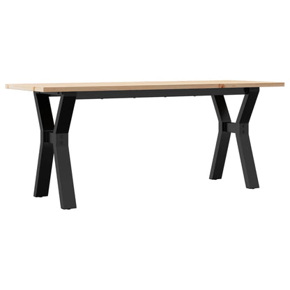 Solid Wood Pine & Steel Y-Frame Coffee Table 110x40x45 cm