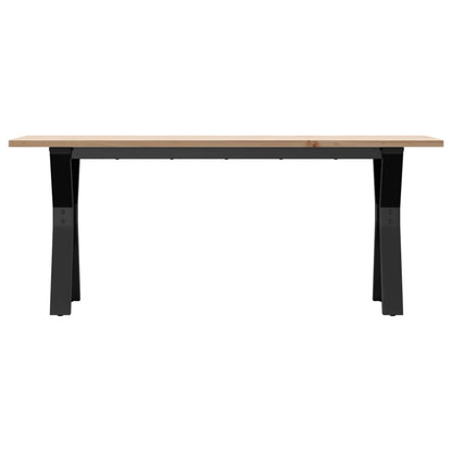 Solid Wood Pine & Steel Y-Frame Coffee Table 110x40x45 cm