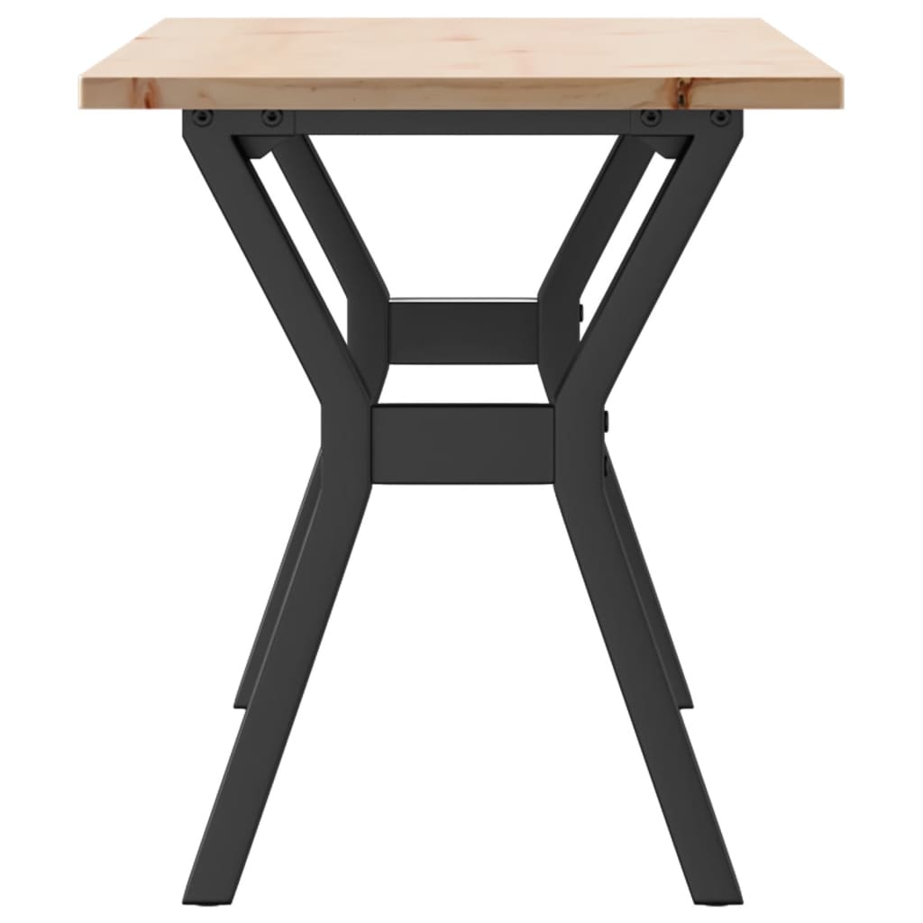 Solid Wood Pine & Steel Y-Frame Coffee Table 110x40x45 cm