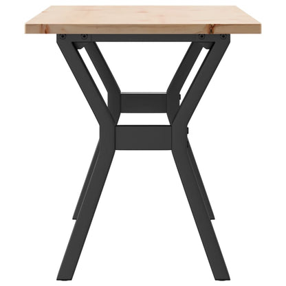 Solid Wood Pine & Steel Y-Frame Coffee Table 110x40x45 cm