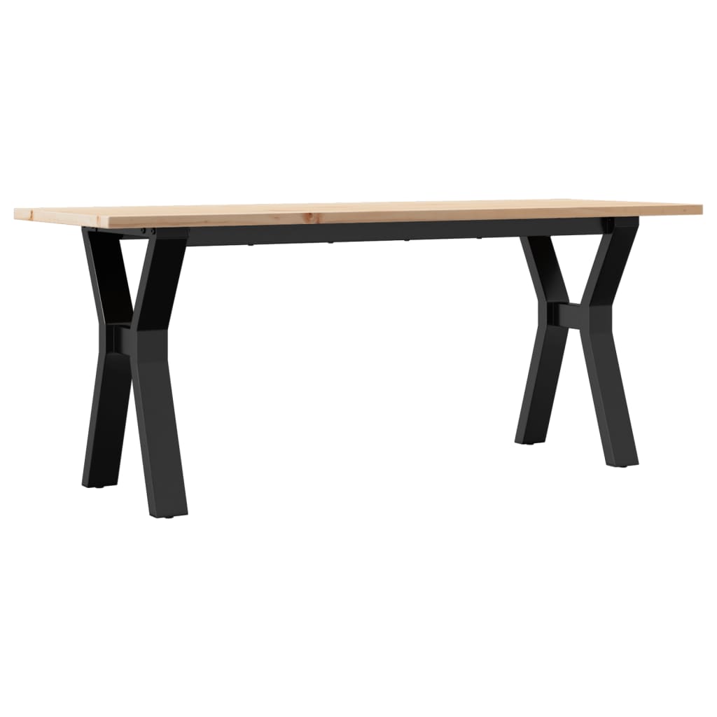 Solid Wood Pine & Steel Y-Frame Coffee Table 110x40x45 cm
