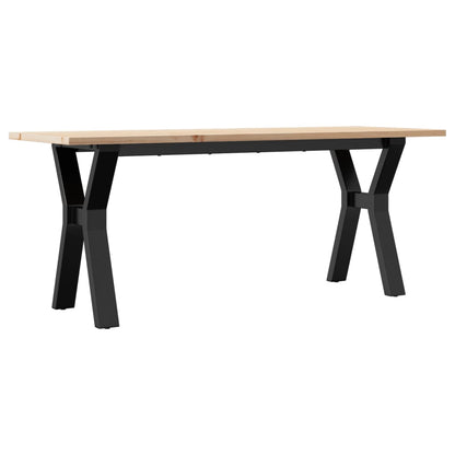 Solid Wood Pine & Steel Y-Frame Coffee Table 110x40x45 cm