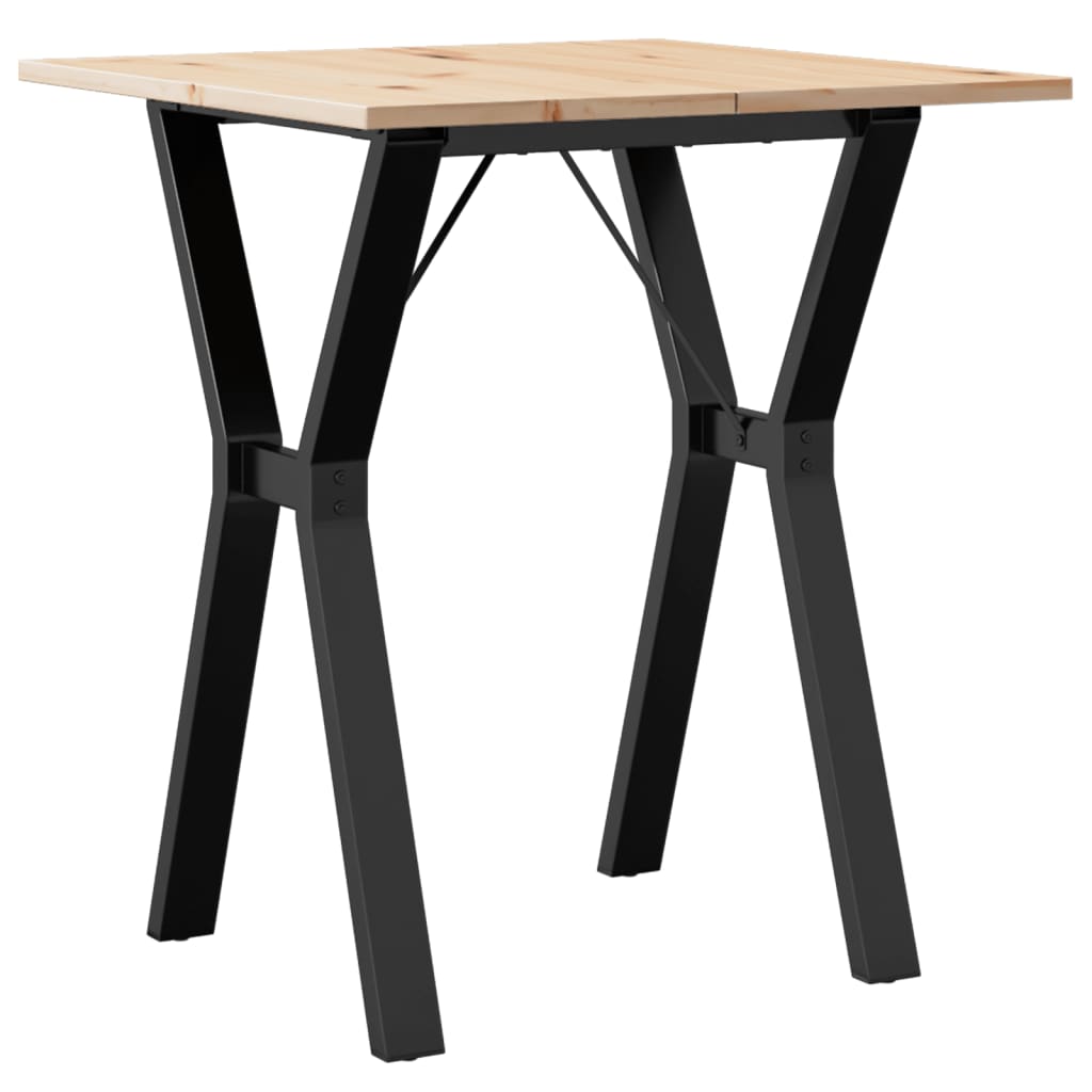 Solid Wood Pine & Steel Dining Table Y-Frame 60x60x75 cm
