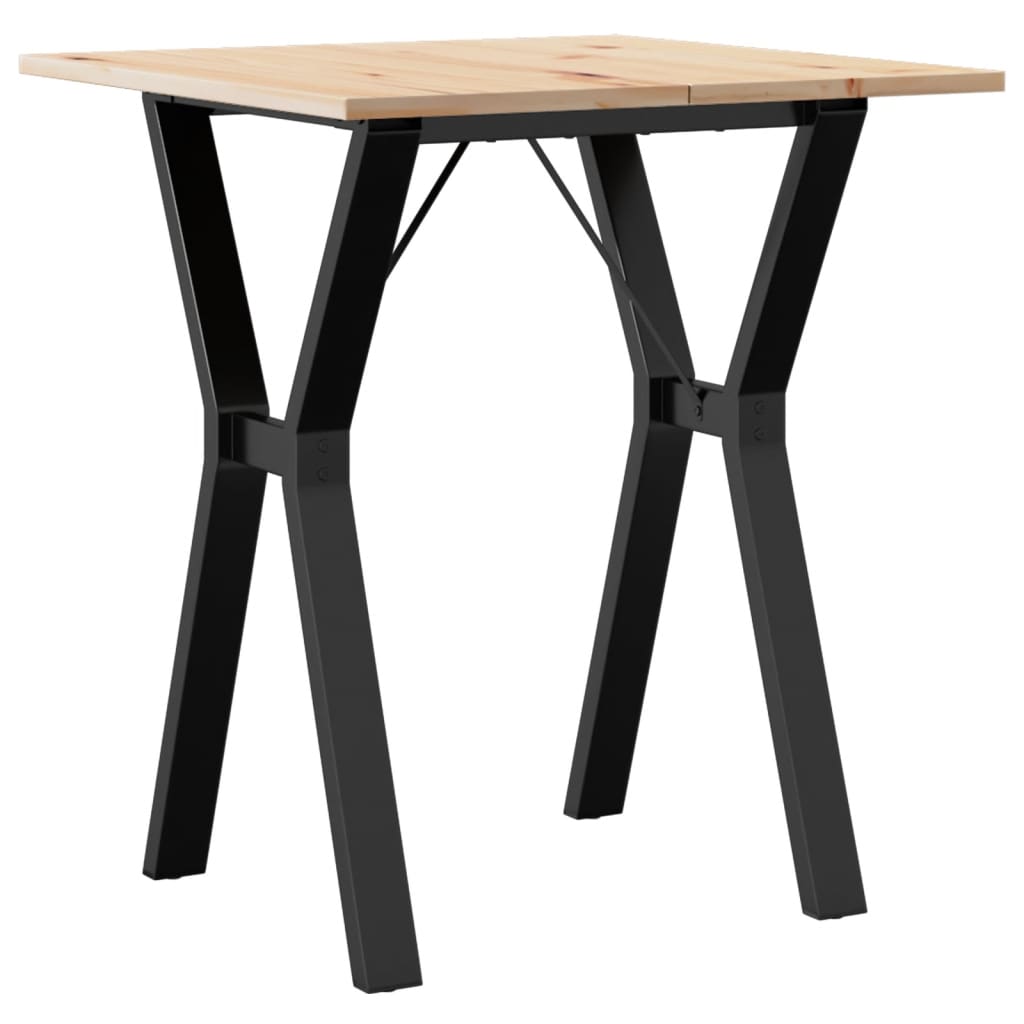 Solid Wood Pine & Steel Dining Table Y-Frame 60x60x75 cm