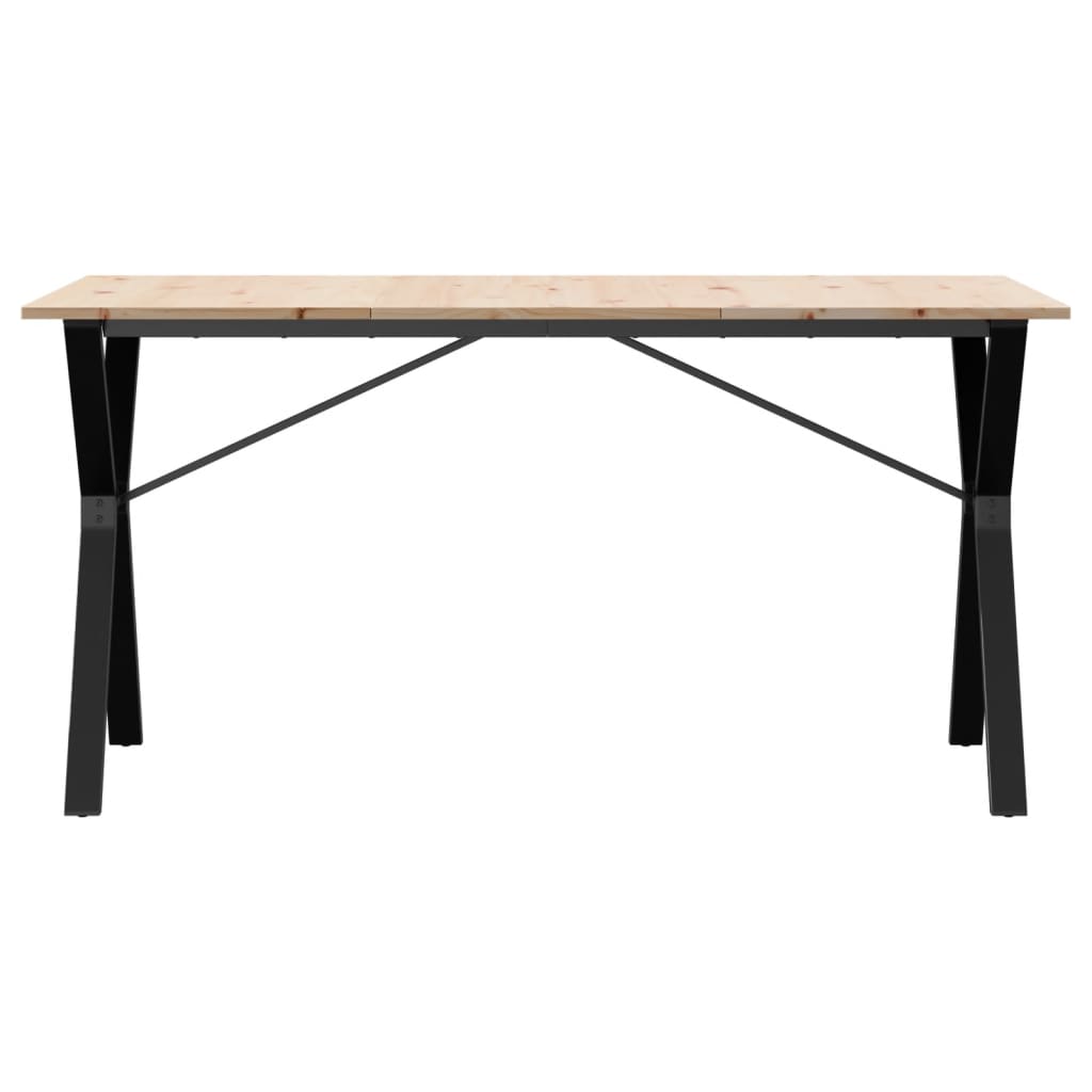 Solid Pine & Steel Dining Table Y-Frame, 140x80x75 cm