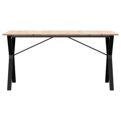 Solid Pine & Steel Dining Table Y-Frame, 140x80x75 cm