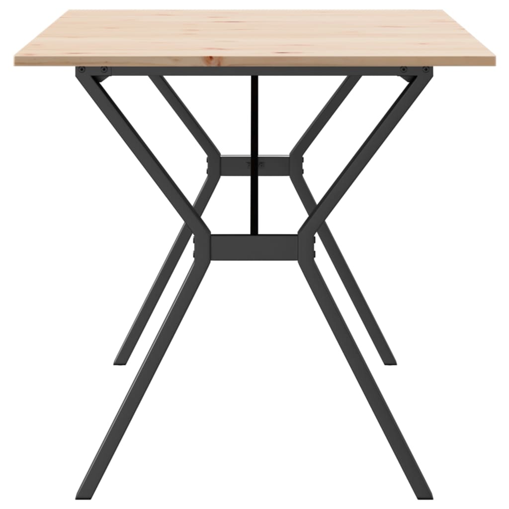 Solid Pine & Steel Dining Table Y-Frame, 140x80x75 cm