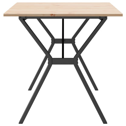 Solid Pine & Steel Dining Table Y-Frame, 140x80x75 cm