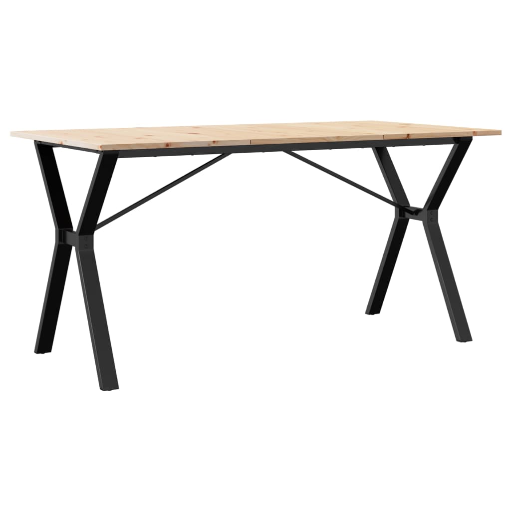 Solid Pine & Steel Dining Table Y-Frame, 140x80x75 cm