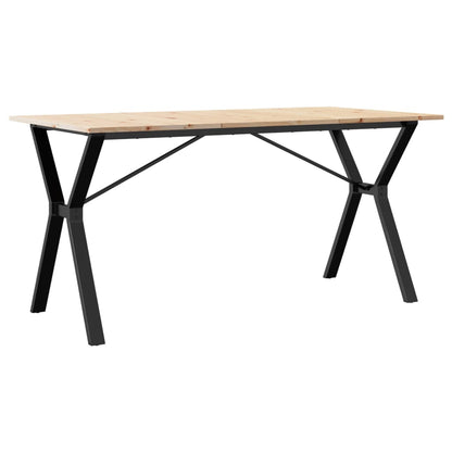 Solid Pine & Steel Dining Table Y-Frame, 140x80x75 cm
