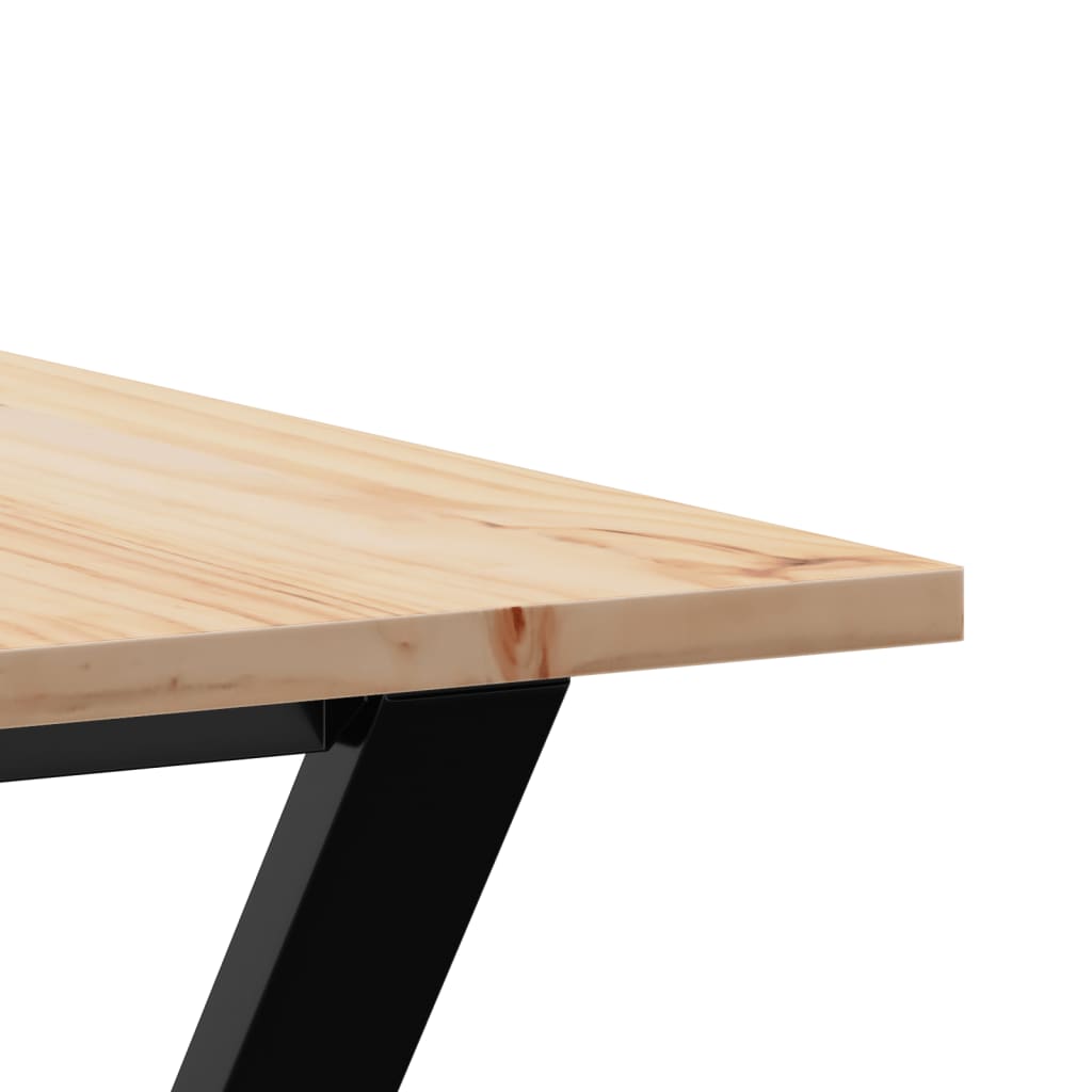 Solid Pine & Steel Dining Table Y-Frame, 140x80x75 cm