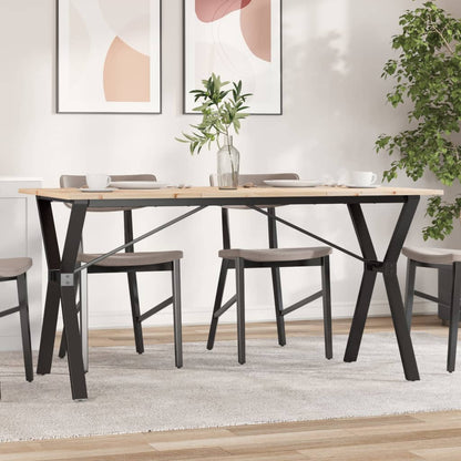 Solid Pine & Steel Dining Table Y-Frame, 140x80x75 cm