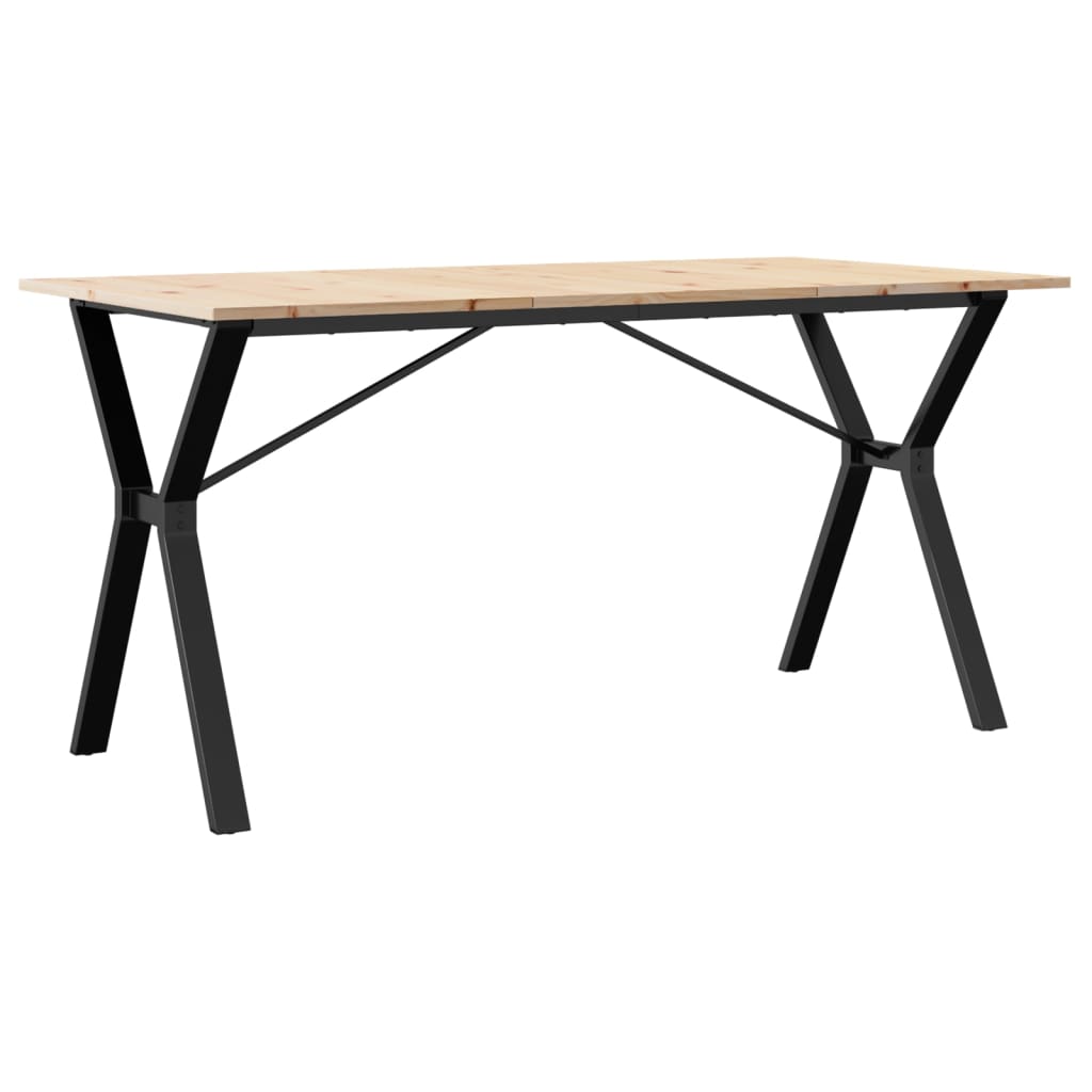 Solid Pine & Steel Y-Frame Dining Table 160x80x75 cm