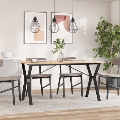 Solid Pine & Steel Y-Frame Dining Table 160x80x75 cm