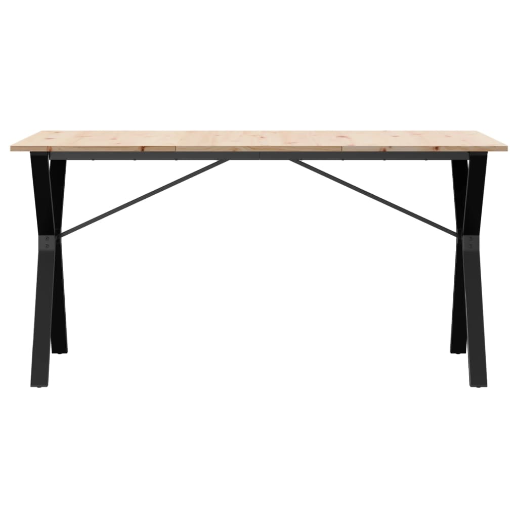Solid Pine & Steel Y-Frame Dining Table 160x80x75 cm
