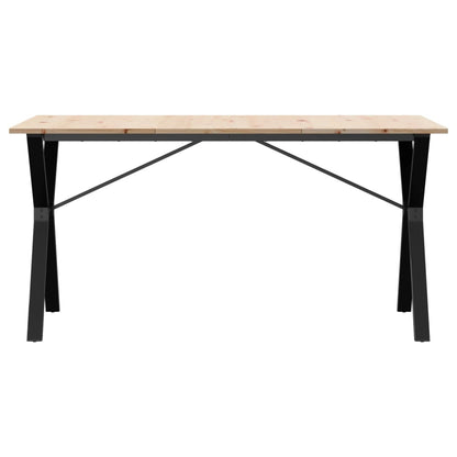 Solid Pine & Steel Y-Frame Dining Table 160x80x75 cm