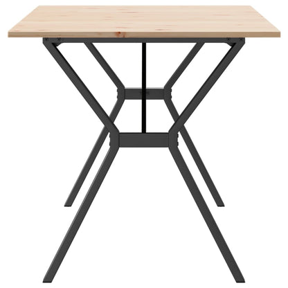 Solid Pine & Steel Y-Frame Dining Table 160x80x75 cm