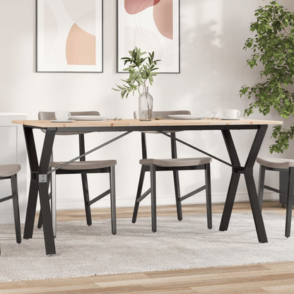 Solid Pine & Steel Y-Frame Dining Table 160x80x75 cm