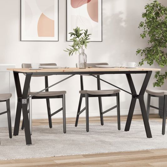 Solid Pine & Steel Y-Frame Dining Table 160x80x75 cm