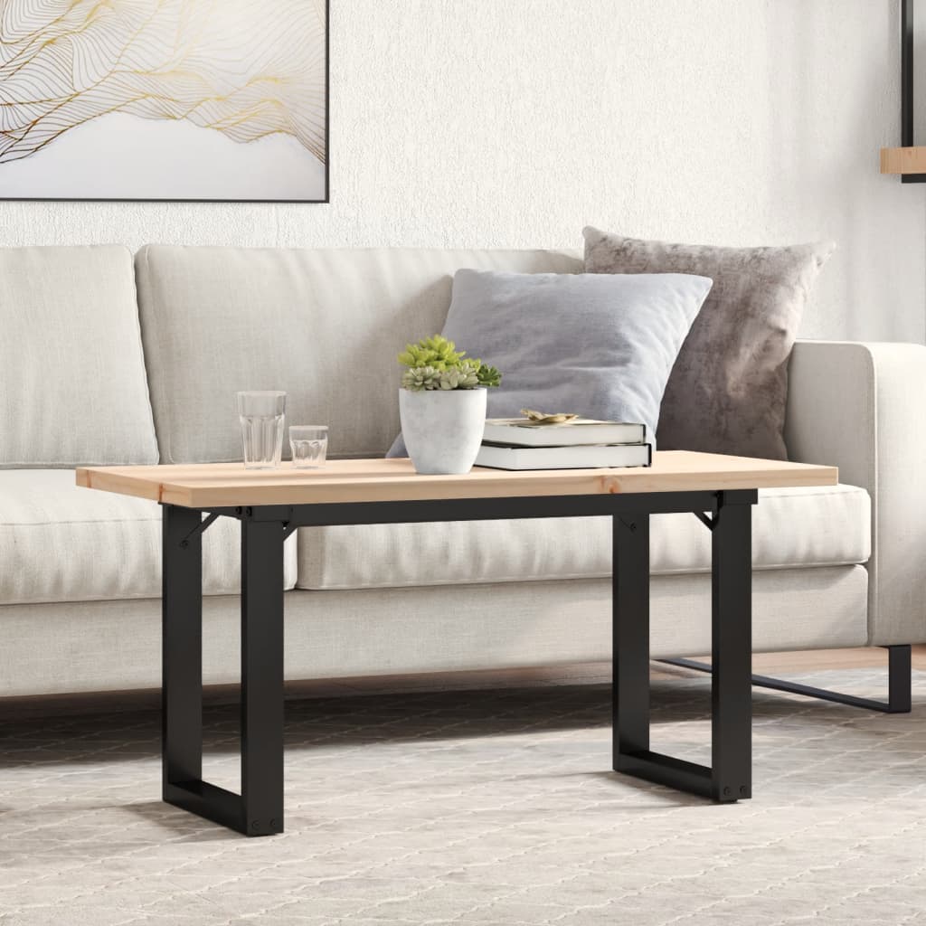 Solid Pine & Steel O-Frame Coffee Table 90x40x45.5 cm