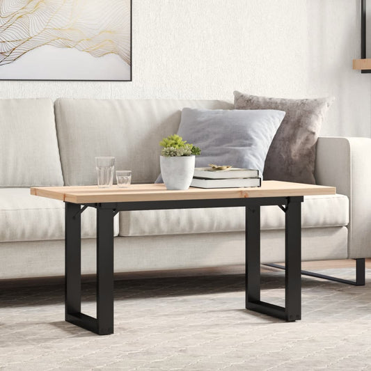 Solid Pine & Steel O-Frame Coffee Table 90x40x45.5 cm