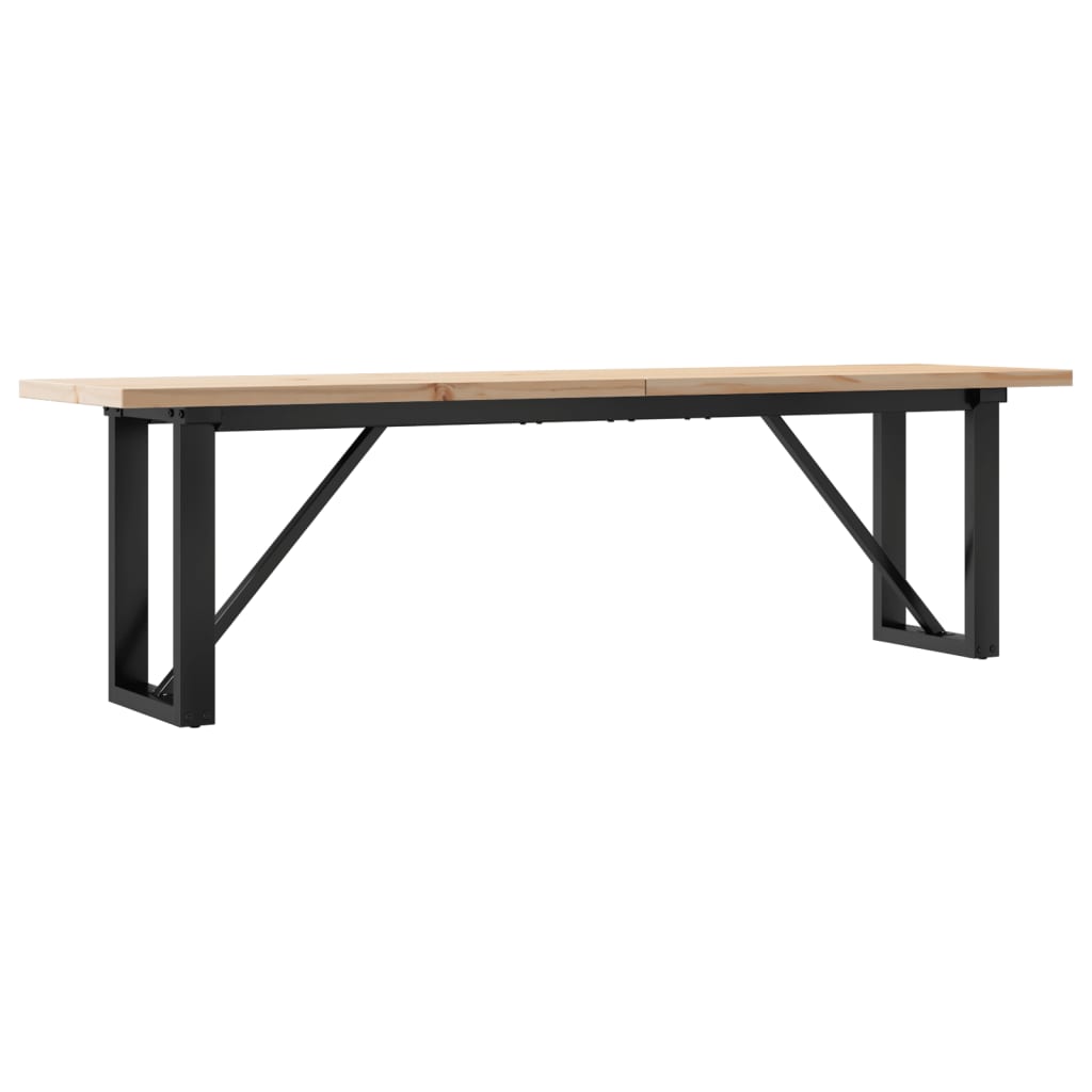 Rustic Coffee Table: Solid Pine Wood & Steel, 160x40x45.5 cm