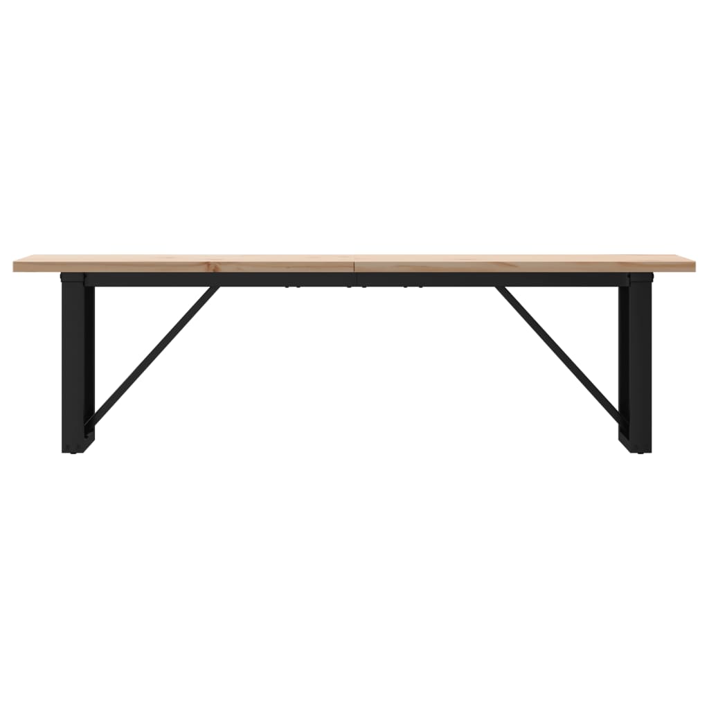 Rustic Coffee Table: Solid Pine Wood & Steel, 160x40x45.5 cm