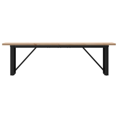 Rustic Coffee Table: Solid Pine Wood & Steel, 160x40x45.5 cm