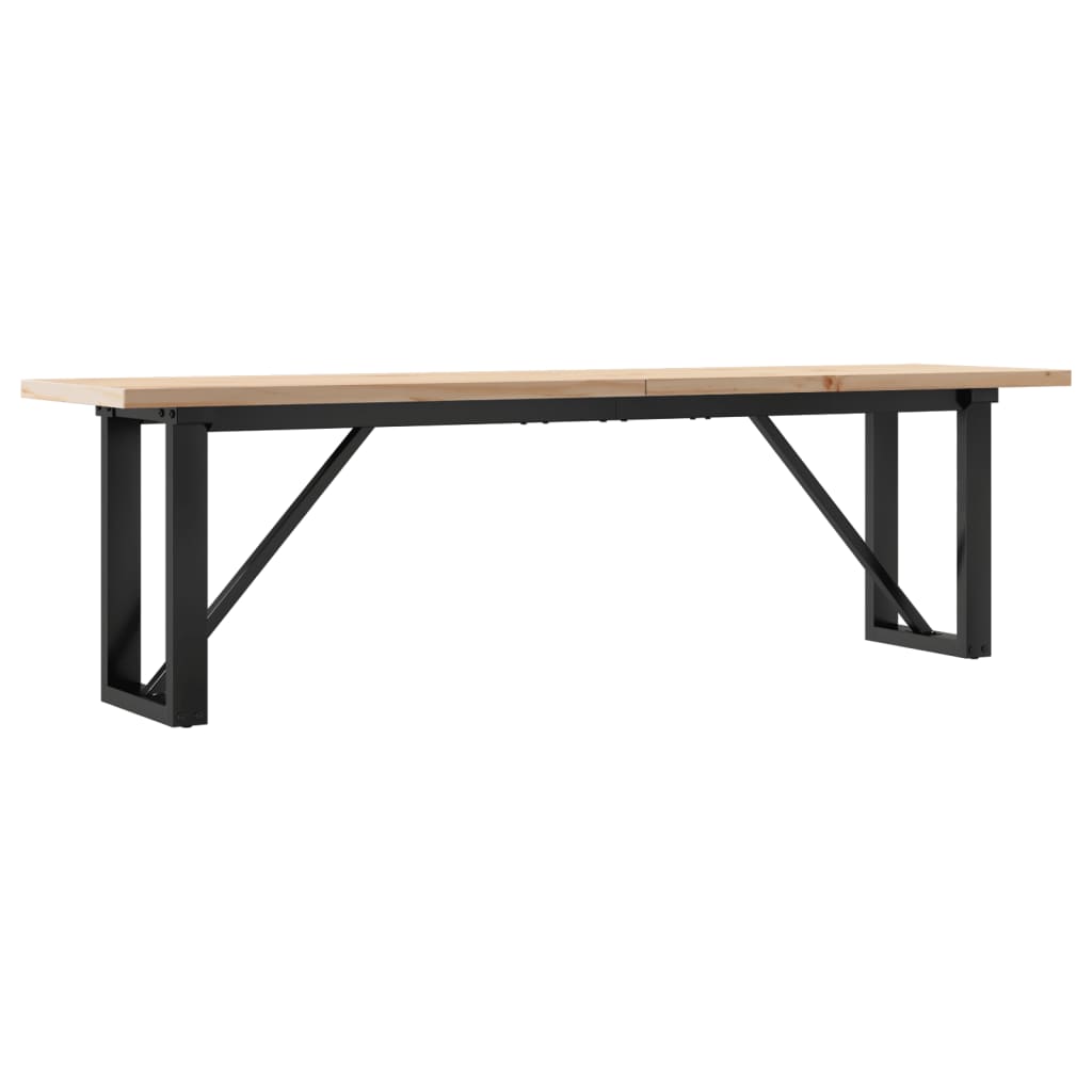 Rustic Coffee Table: Solid Pine Wood & Steel, 160x40x45.5 cm