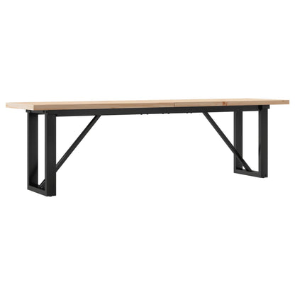 Rustic Coffee Table: Solid Pine Wood & Steel, 160x40x45.5 cm