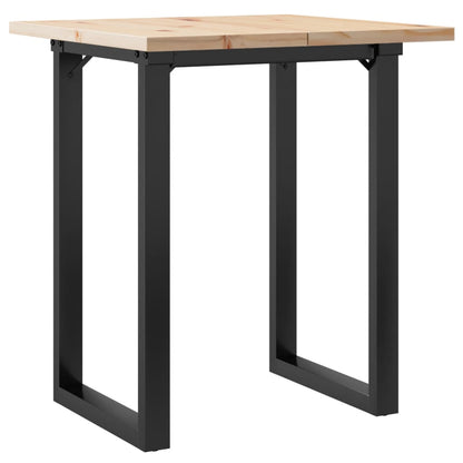 Solid Wood Pine & Steel Dining Table, O-Frame, 70x70x75.5 cm