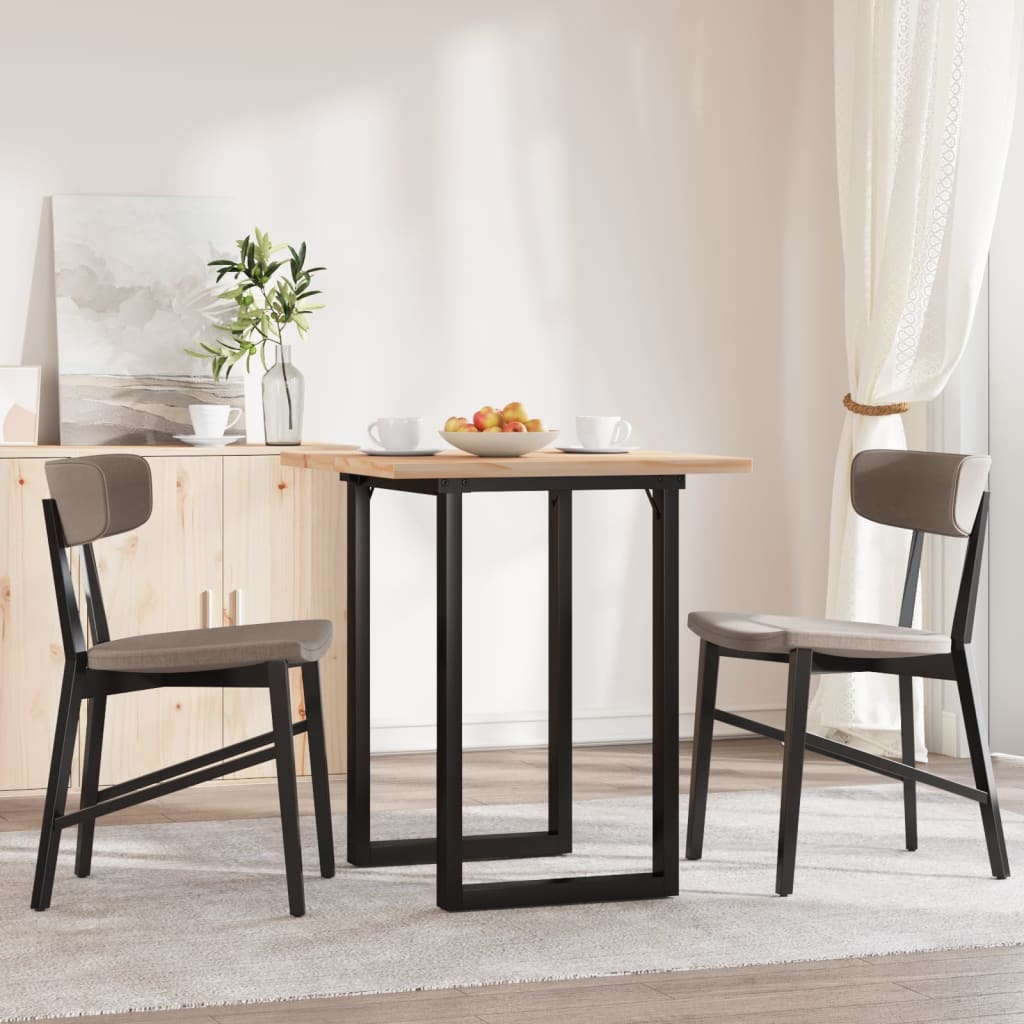 Solid Wood Pine & Steel Dining Table, O-Frame, 70x70x75.5 cm