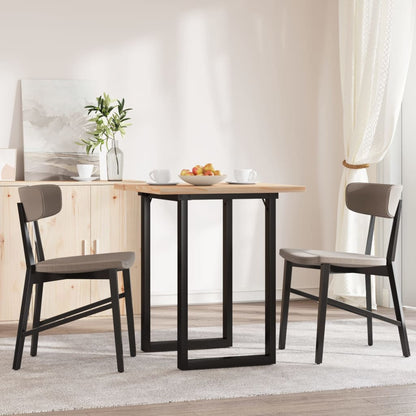 Solid Wood Pine & Steel Dining Table, O-Frame, 70x70x75.5 cm