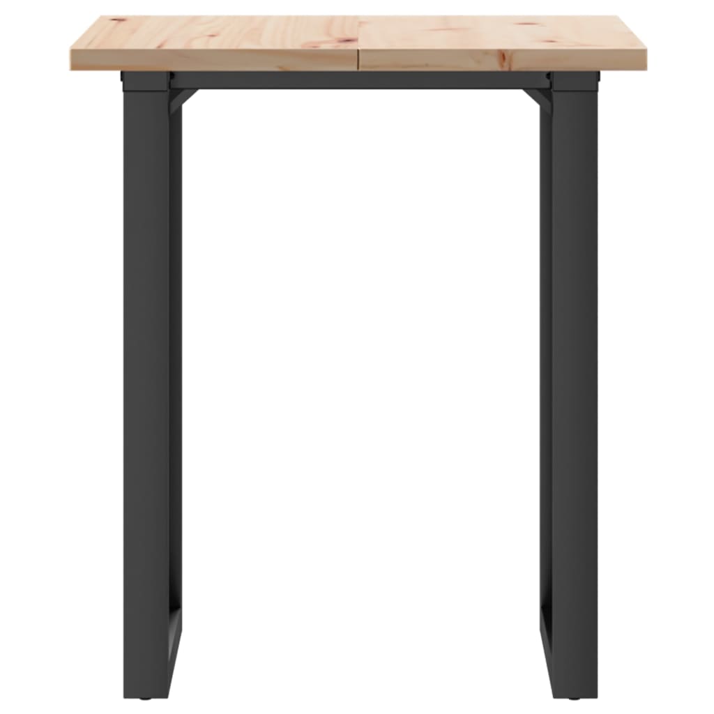 Solid Wood Pine & Steel Dining Table, O-Frame, 70x70x75.5 cm
