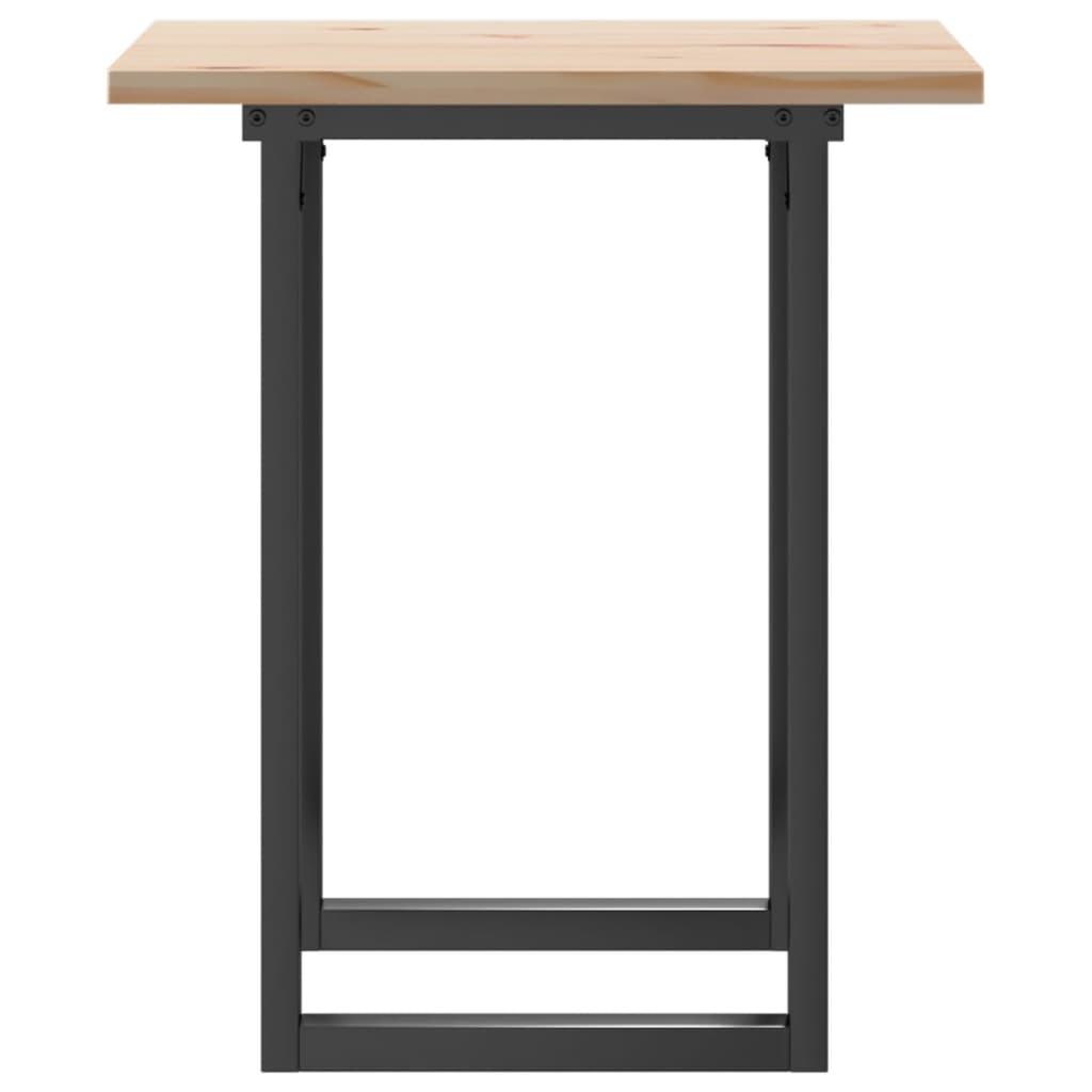 Solid Wood Pine & Steel Dining Table, O-Frame, 70x70x75.5 cm