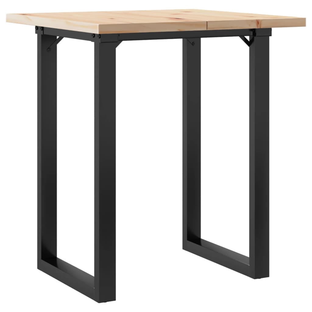 Solid Wood Pine & Steel Dining Table, O-Frame, 70x70x75.5 cm