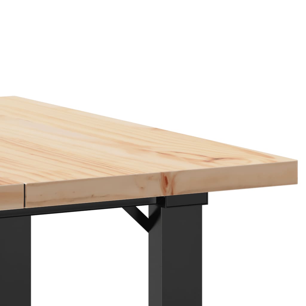 Solid Wood Pine & Steel Dining Table, O-Frame, 70x70x75.5 cm