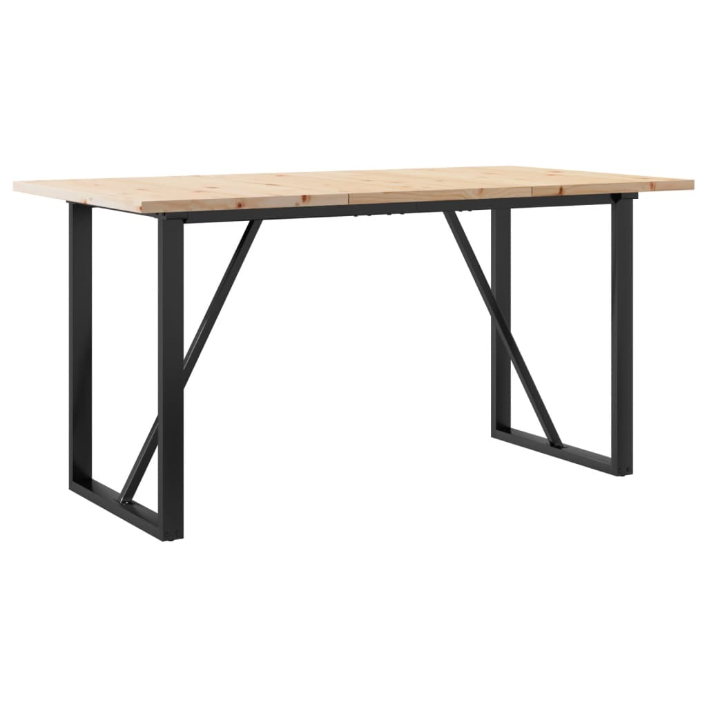 Solid Pine & Steel O-Frame Dining Table - 160x80x75.5 cm