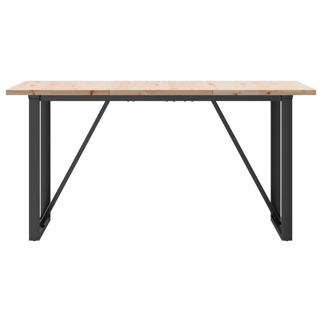 Solid Pine & Steel O-Frame Dining Table - 160x80x75.5 cm