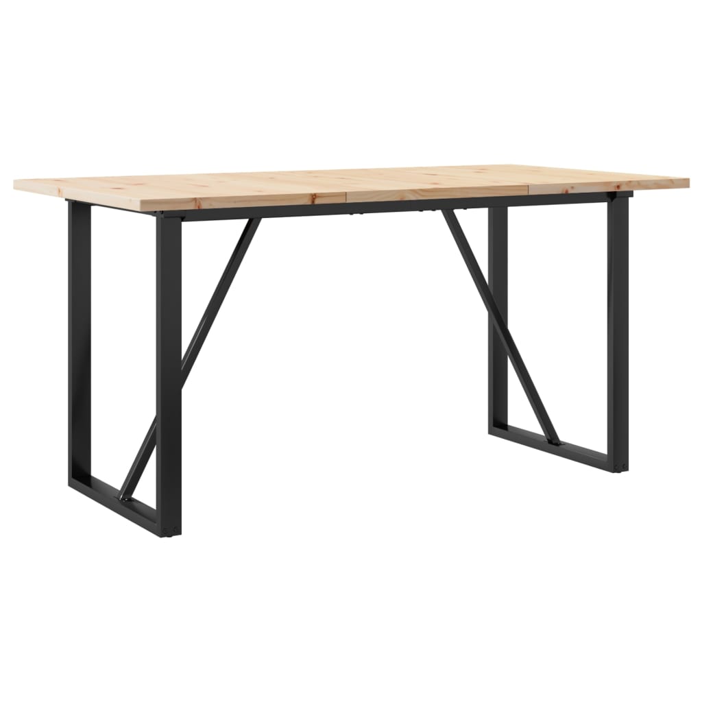 Solid Pine & Steel O-Frame Dining Table - 160x80x75.5 cm
