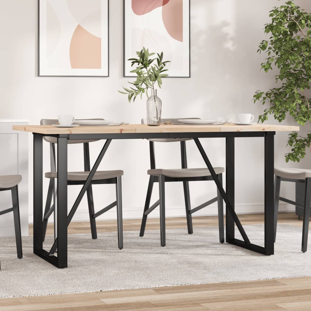 Solid Pine & Steel O-Frame Dining Table - 160x80x75.5 cm