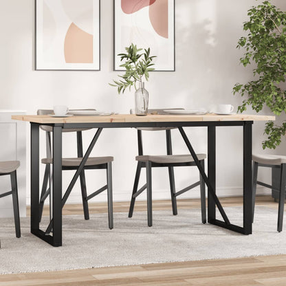 Solid Pine & Steel O-Frame Dining Table - 160x80x75.5 cm