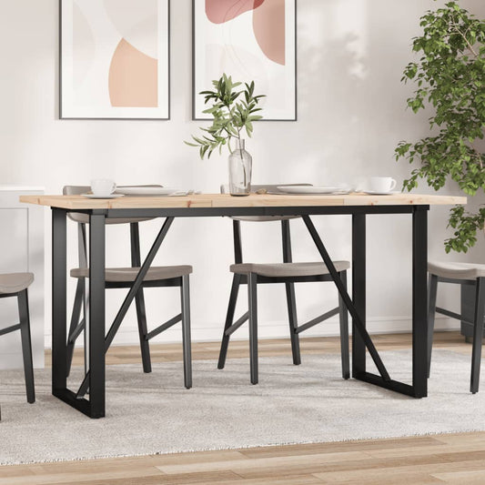Solid Pine & Steel O-Frame Dining Table - 160x80x75.5 cm