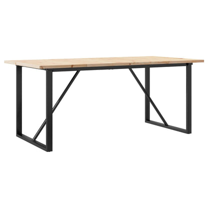 Solid Wood Pine & Steel Dining Table - O-Frame 180x90x75.5 cm