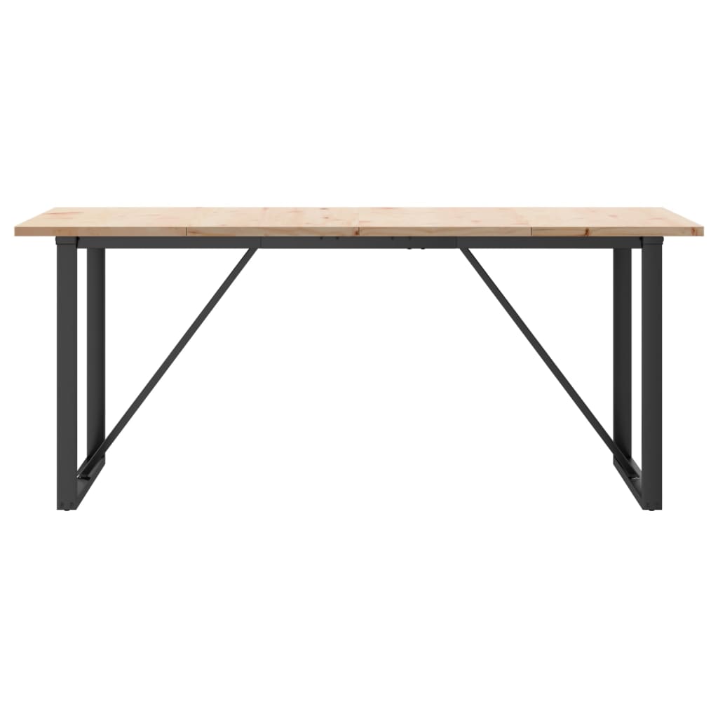 Solid Wood Pine & Steel Dining Table - O-Frame 180x90x75.5 cm