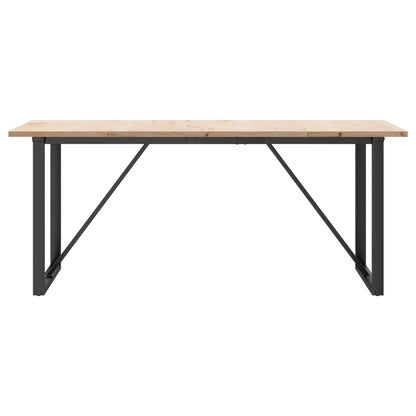 Solid Wood Pine & Steel Dining Table - O-Frame 180x90x75.5 cm