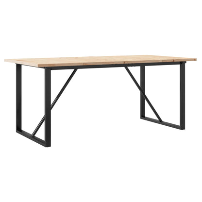 Solid Wood Pine & Steel Dining Table - O-Frame 180x90x75.5 cm