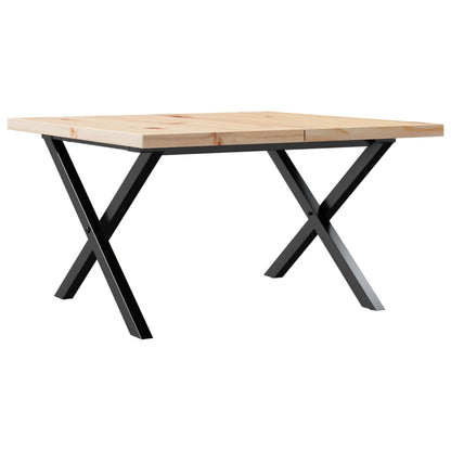 Solid Pine & Steel X-Frame Coffee Table, 60x60x40.5 cm