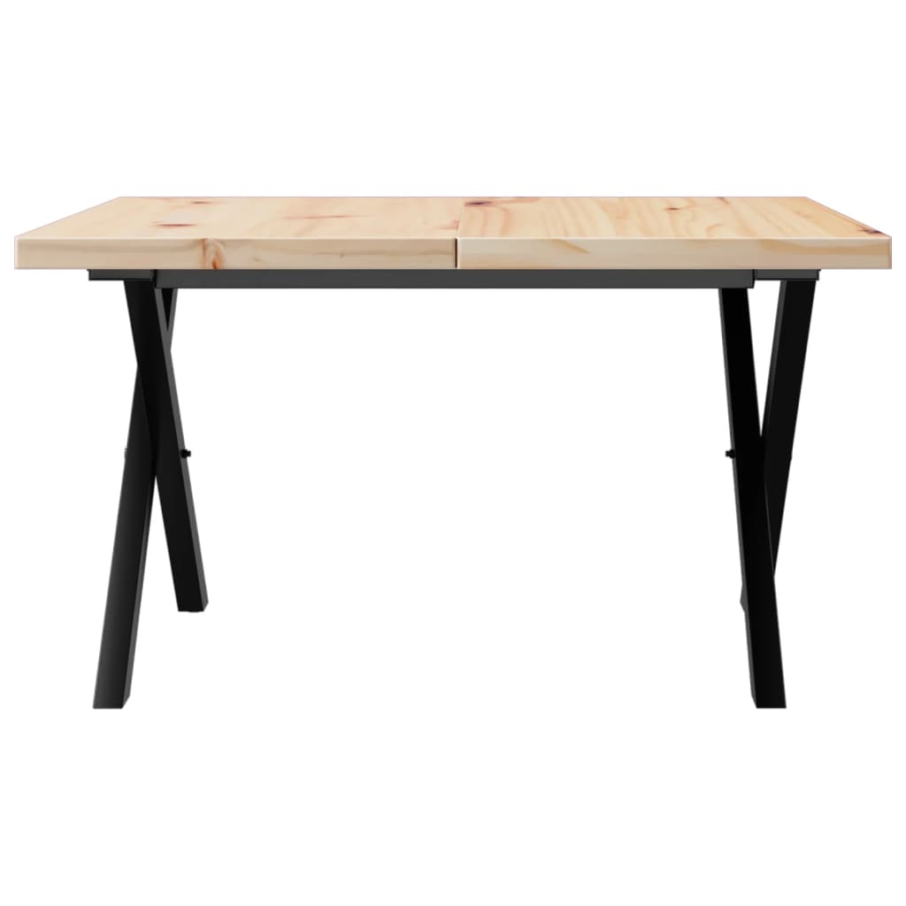 Solid Pine & Steel X-Frame Coffee Table, 60x60x40.5 cm