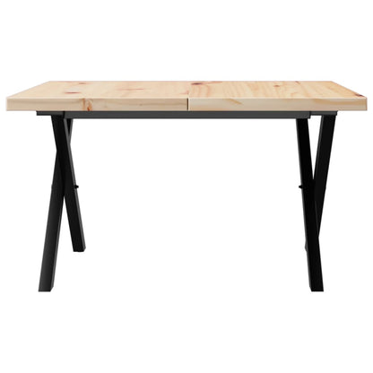 Solid Pine & Steel X-Frame Coffee Table, 60x60x40.5 cm